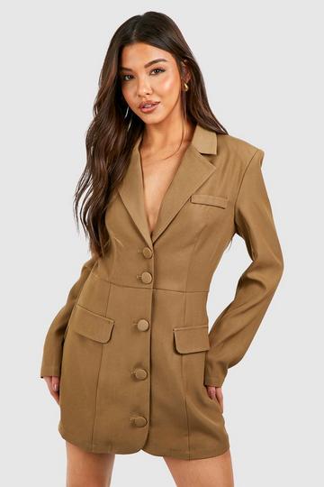 Khaki Tailored Blazer Skort Romper