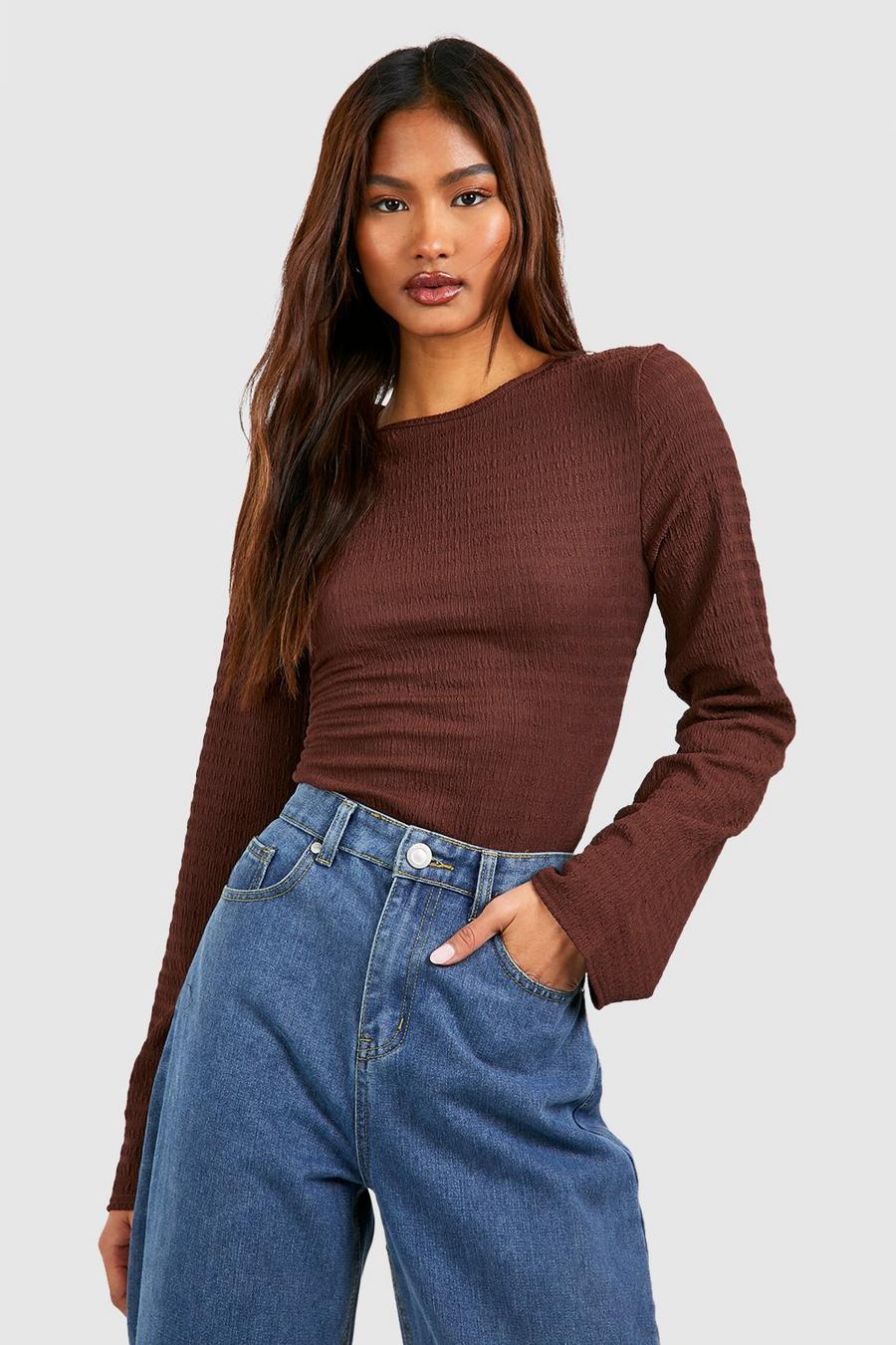 Chocolate Tall Bubble Texture Longsleeve Top image number 1