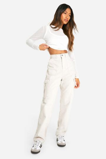 Ecru White Basics Cargo Pocket Jeans