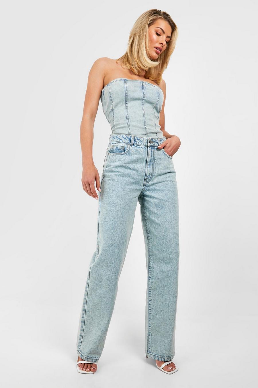 Jeans Basic in taglio maschile, Bleach wash image number 1
