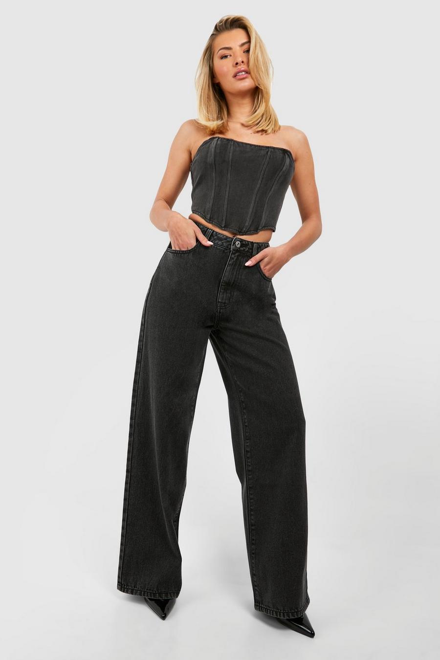 Washed black Basics Vestes en jean Vêtements Femme Taille XL        