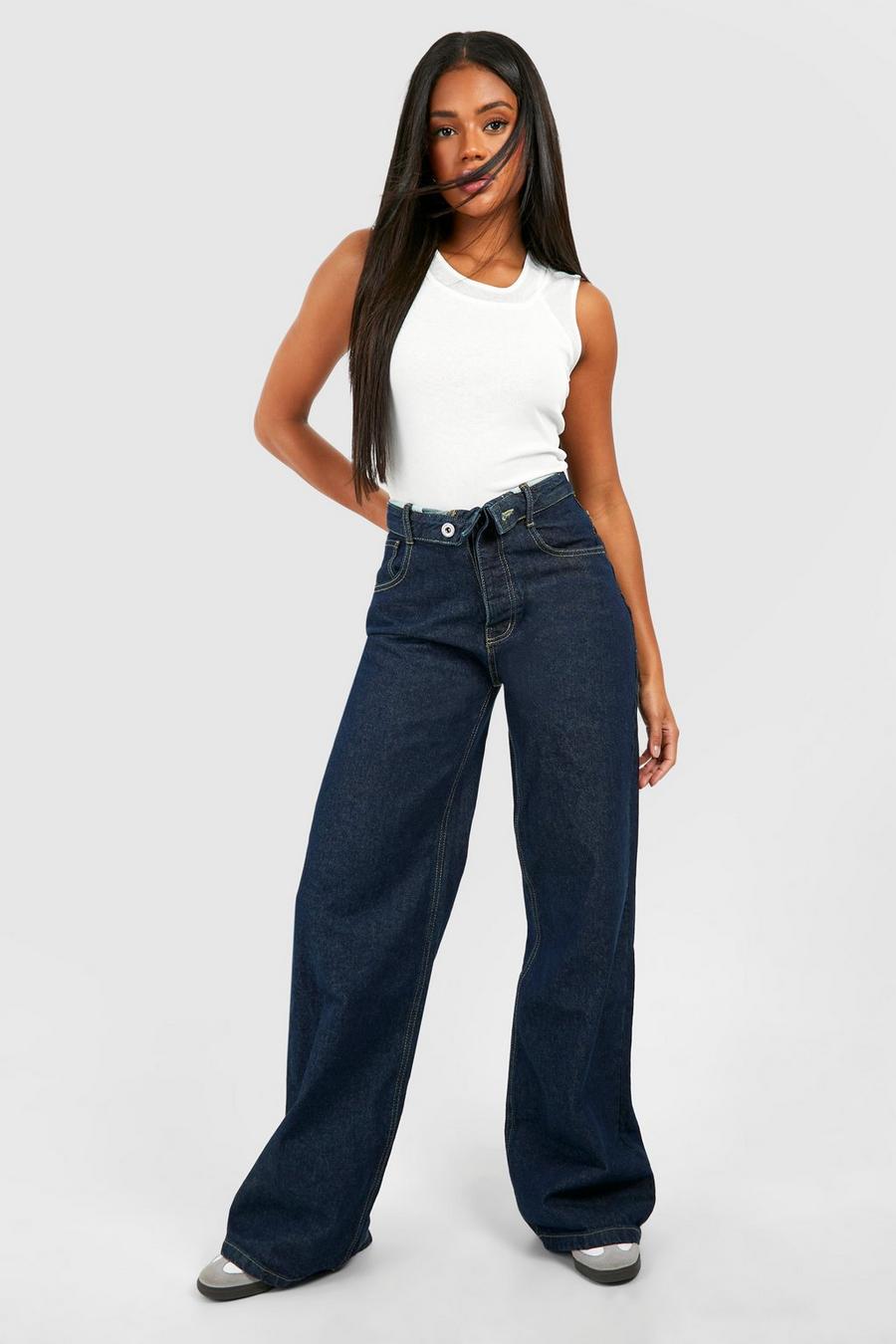Basics Jeans mit weitem Bein, Indigo image number 1
