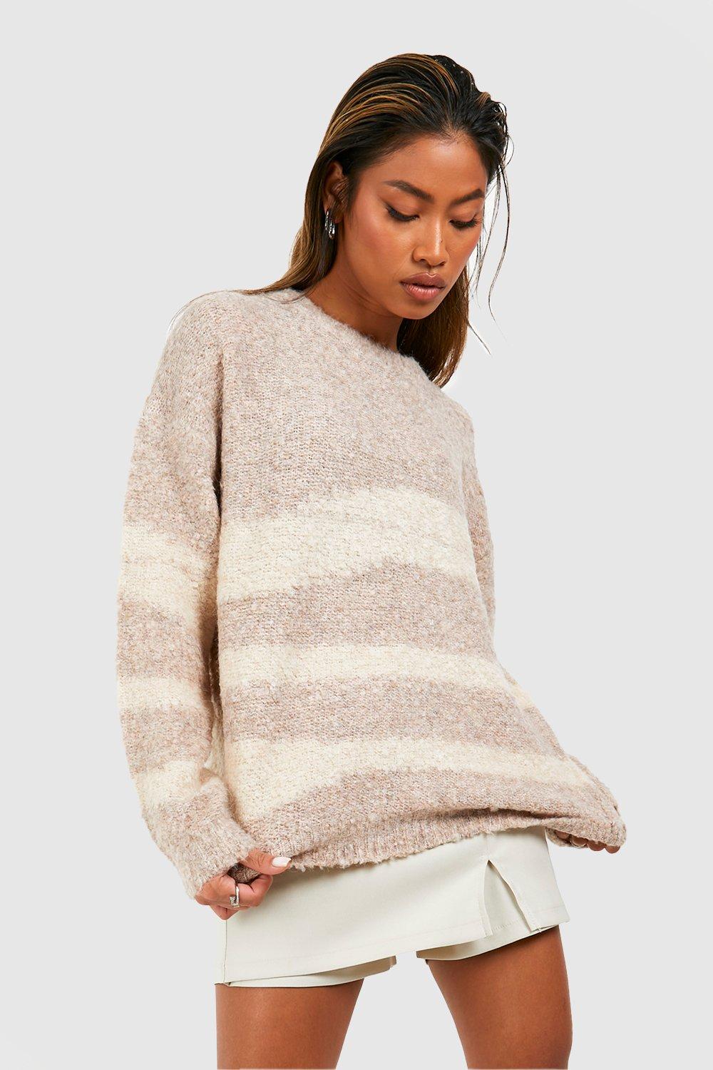 Soft Knit Abstract Stripe Overszied Jumper | boohoo