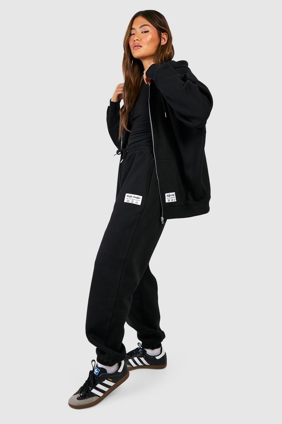 3-teiliger Hoodie-Trainingsanzug mit Racer-Body und Reißverschluss, Black image number 1
