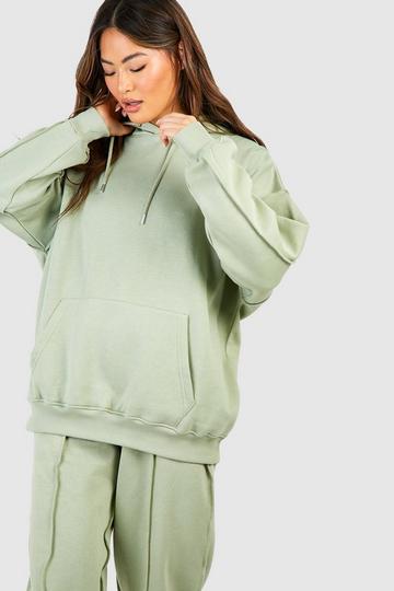 Sage Green Exposed Seam Oversized Hoodie