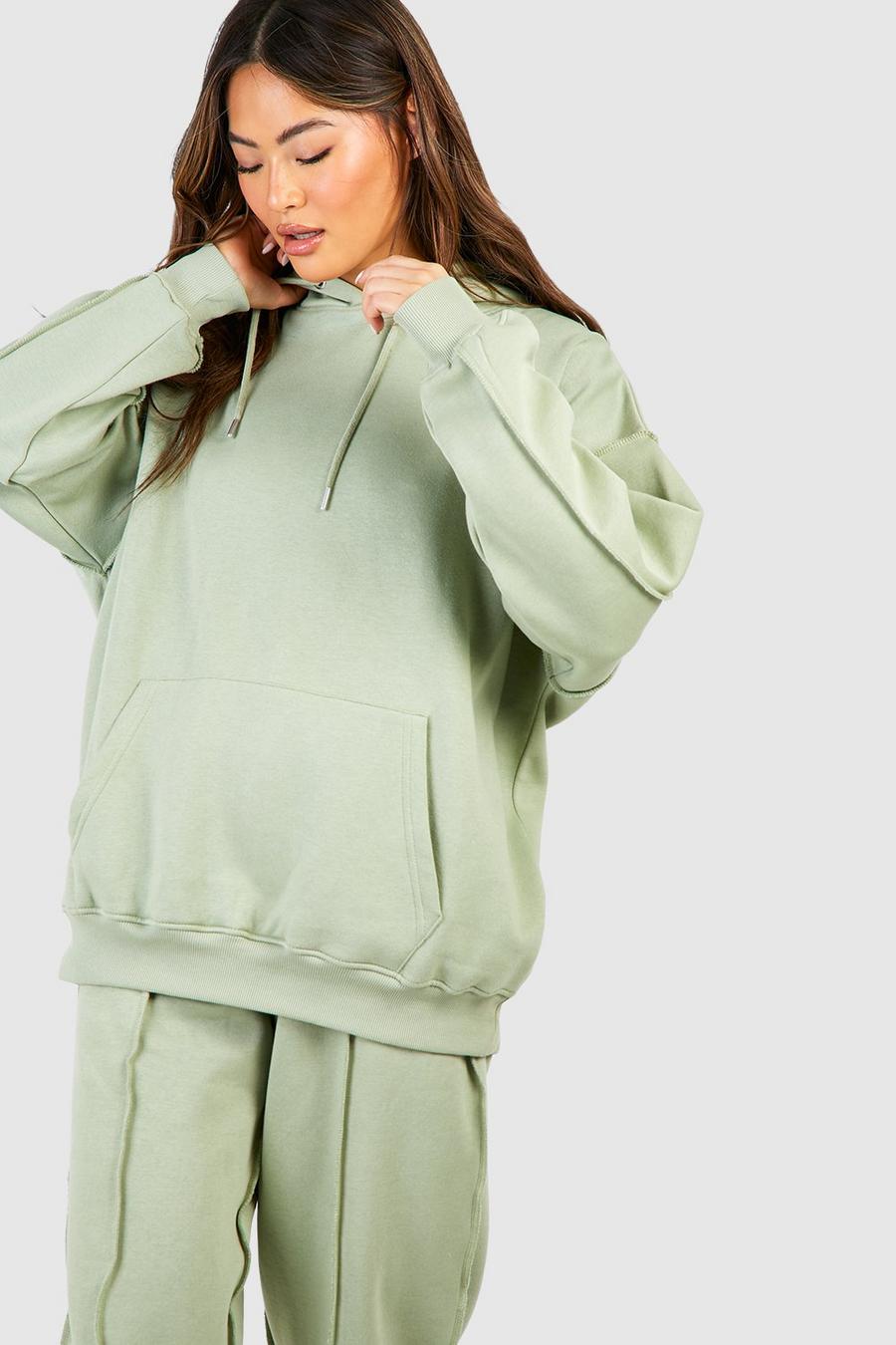 Sage Oversize hoodie med synliga sömmar image number 1