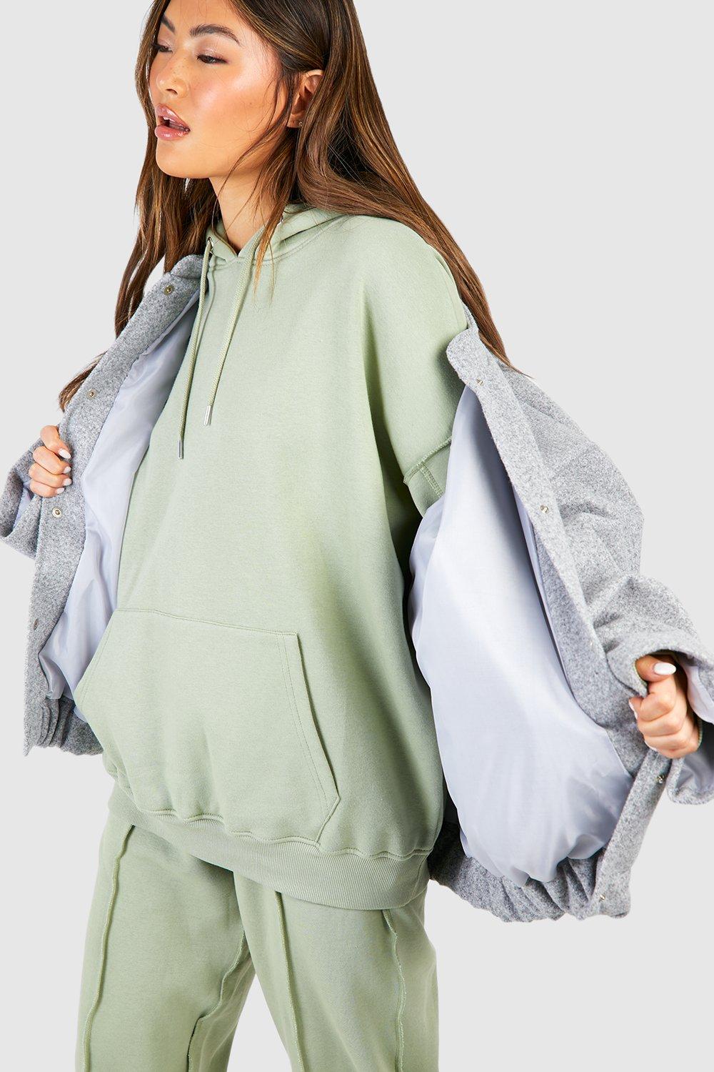 GREEN OVERSIZED HOODIE - WOMEN - SAGE