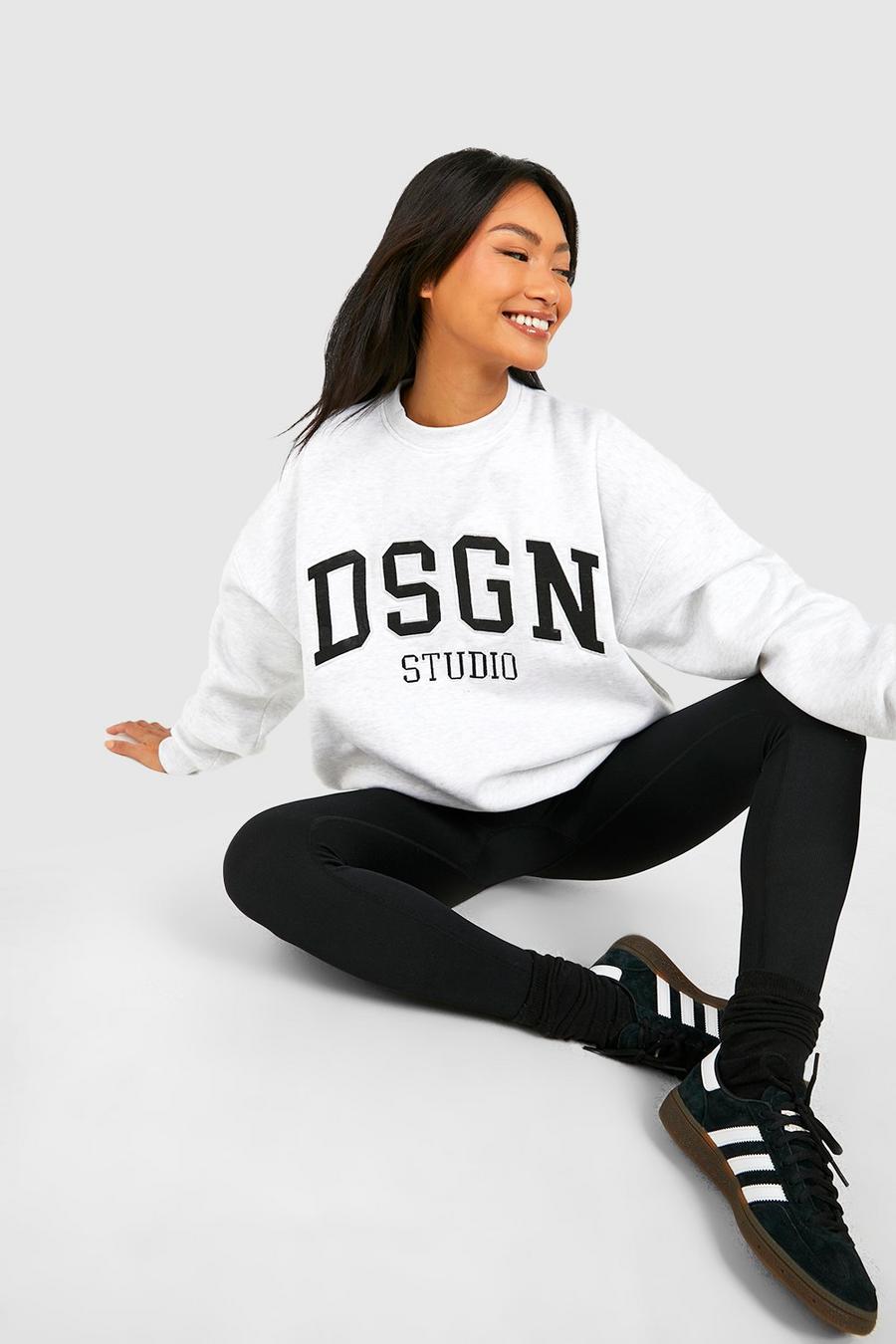 Oversize Sweatshirt mit Dsgn Studio Applikation, Ash grey