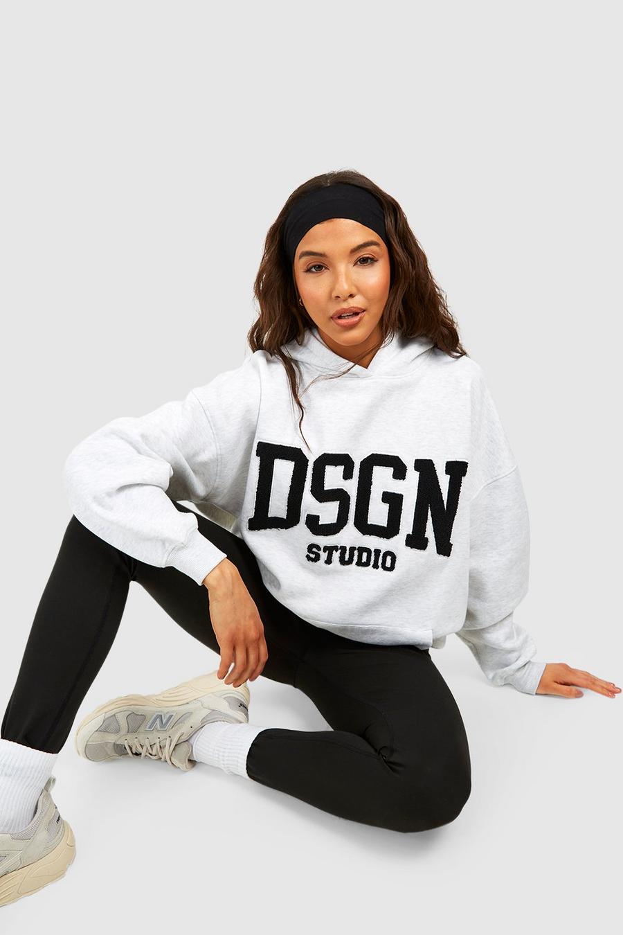Ash grey Dsgn Studio Oversize hoodie med applikation i frotté image number 1