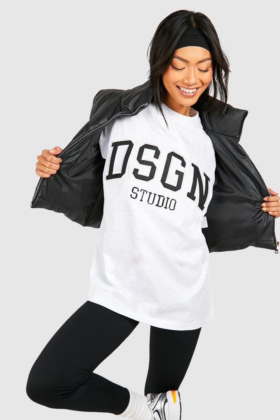 Ash grey Dsgn Studio Applique Oversized T-shirt  image number 1