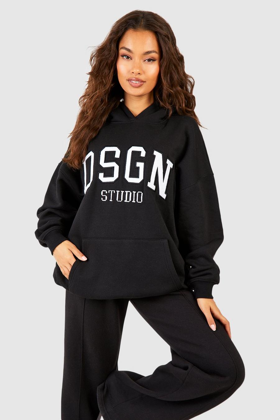 Black Dsgn Studio Oversize hoodie med applikation image number 1