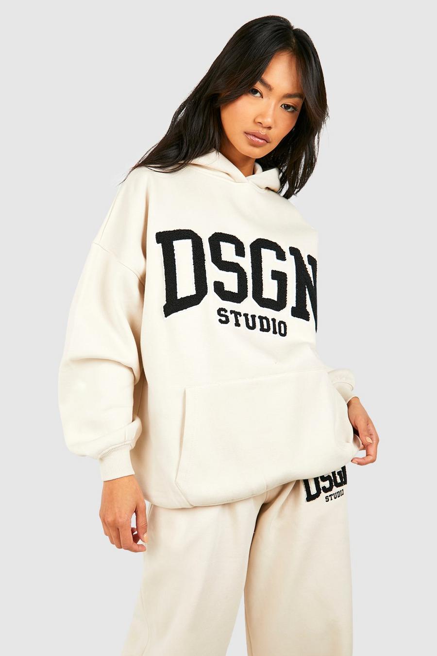 Oversize Hoodie mit Dsgn Studio Frottee-Applikation, Stone image number 1