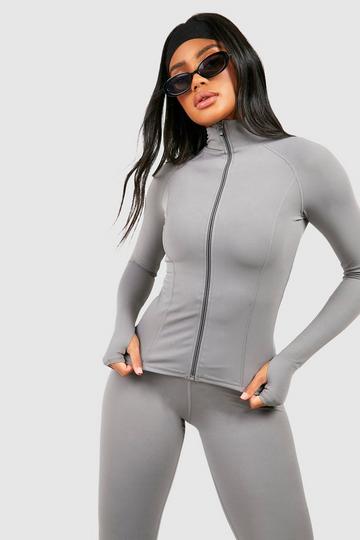 Grey DSGN Studio Supersoft Peached Sculpt Zip Through Top