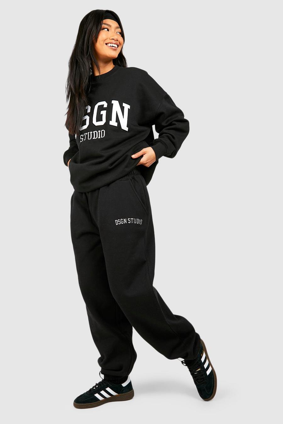 Pantaloni tuta oversize Dsgn Studio con applique, Black