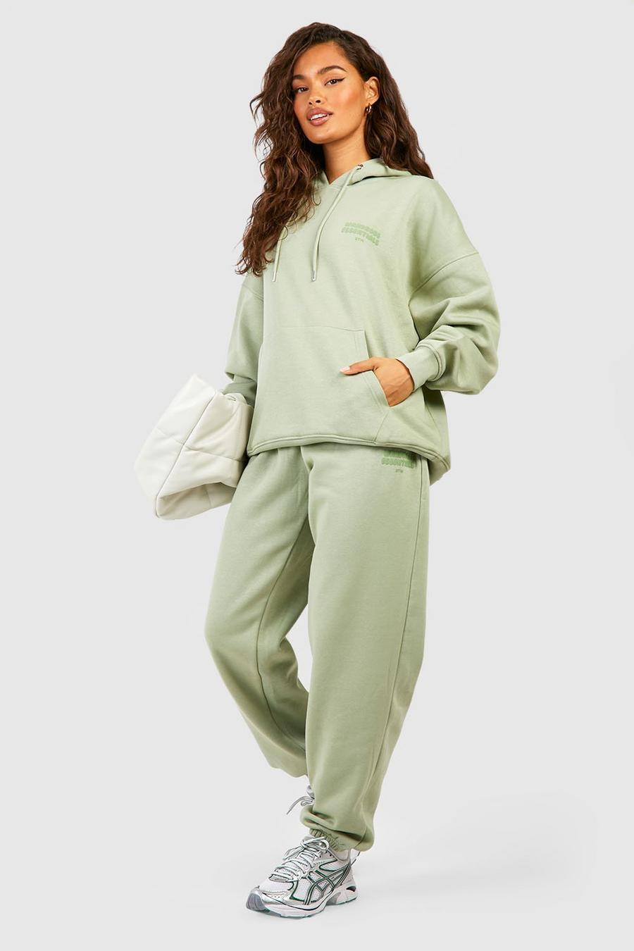 Pantaloni tuta oversize con slogan Wardrobe Essentials, Sage image number 1