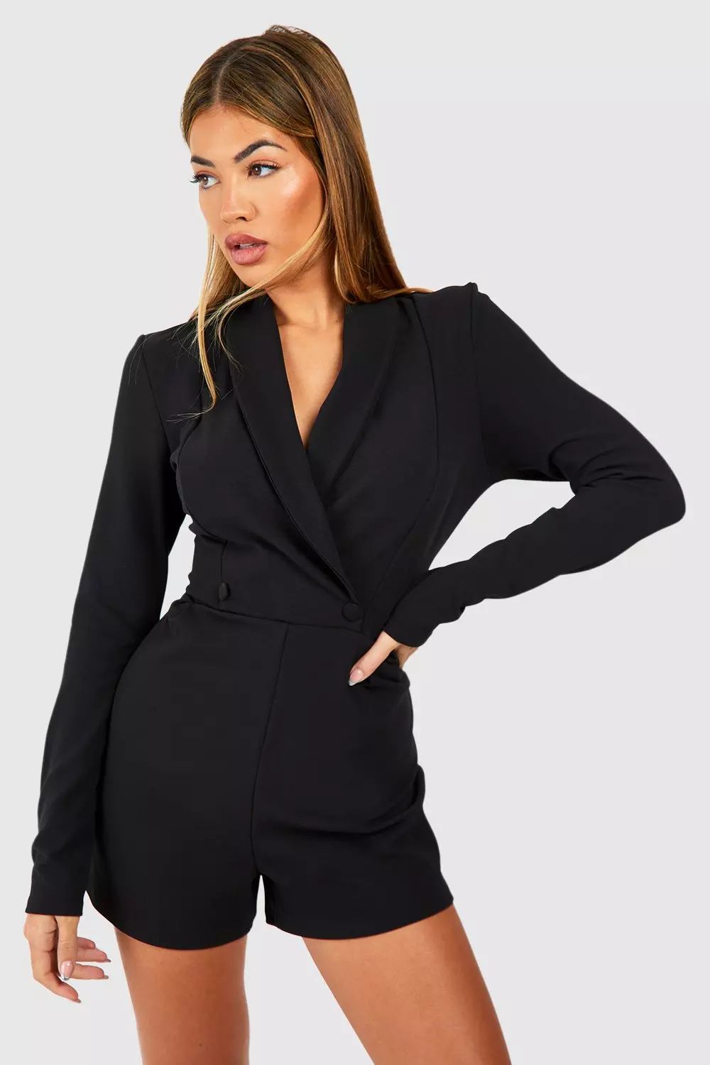 Black Lapel Tailored Playsuit alternative image