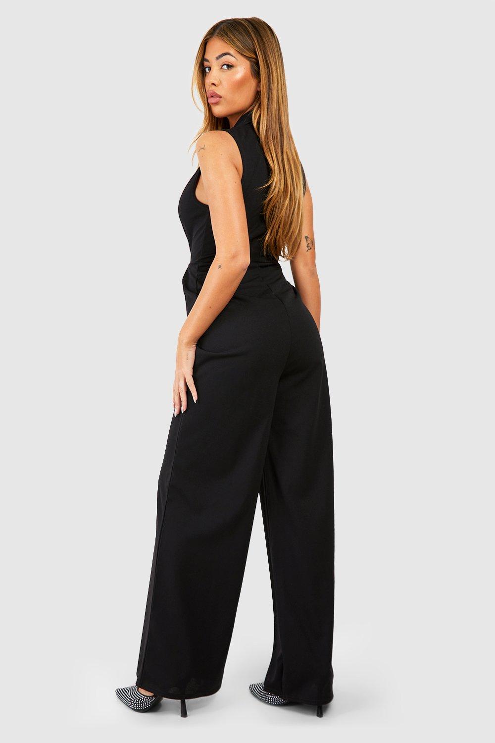 Lapel Tailored Wide Leg Jumpsuit