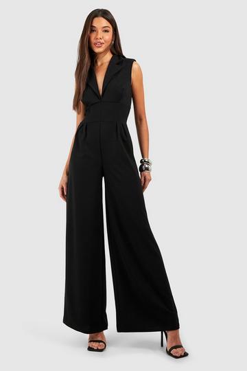 Corset Pleated Wide Leg Jumpsuit black