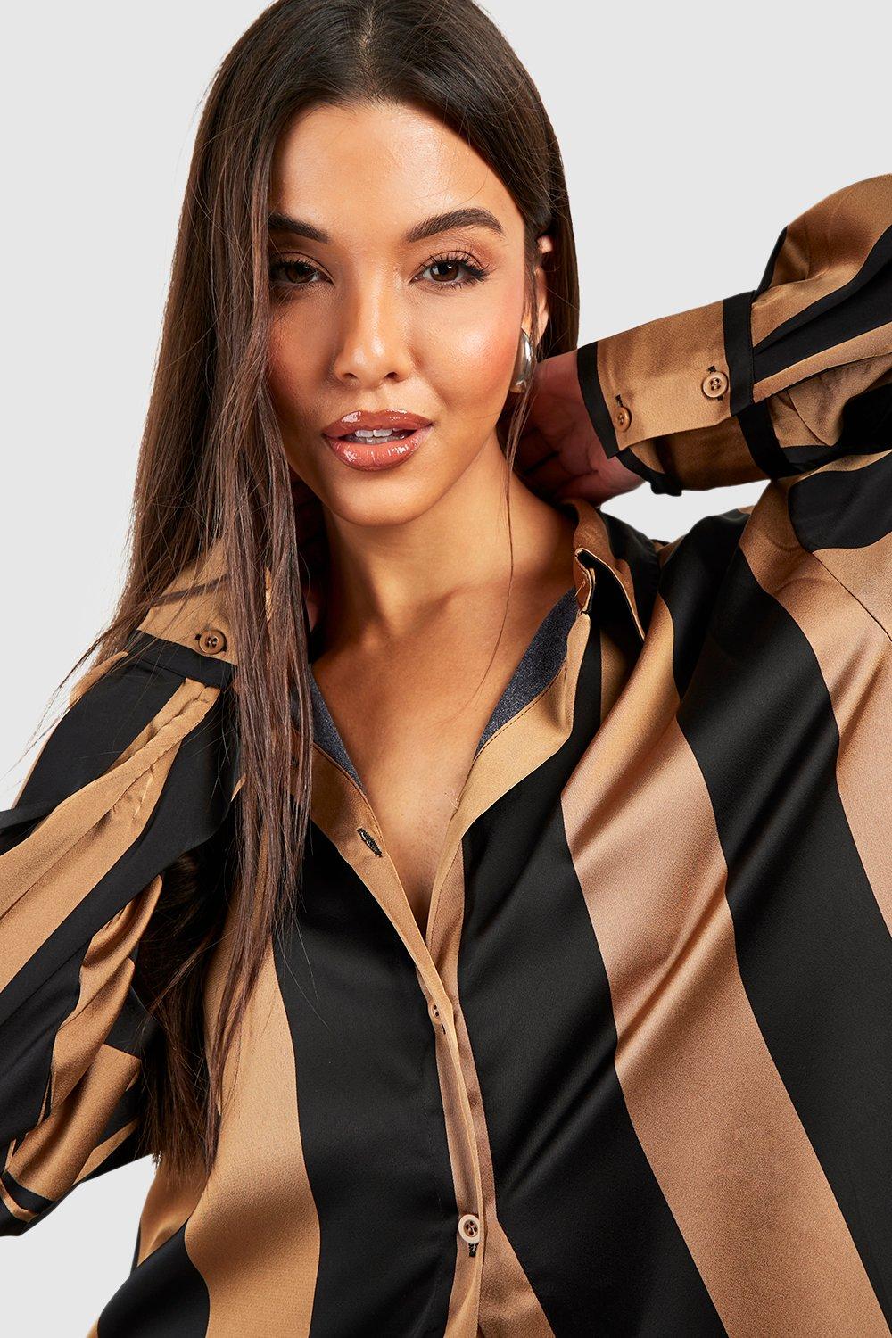 Gold and store black striped shirt