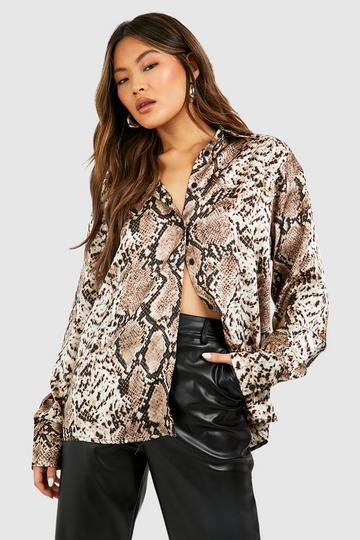 Stone Beige Satin Snake Shirt