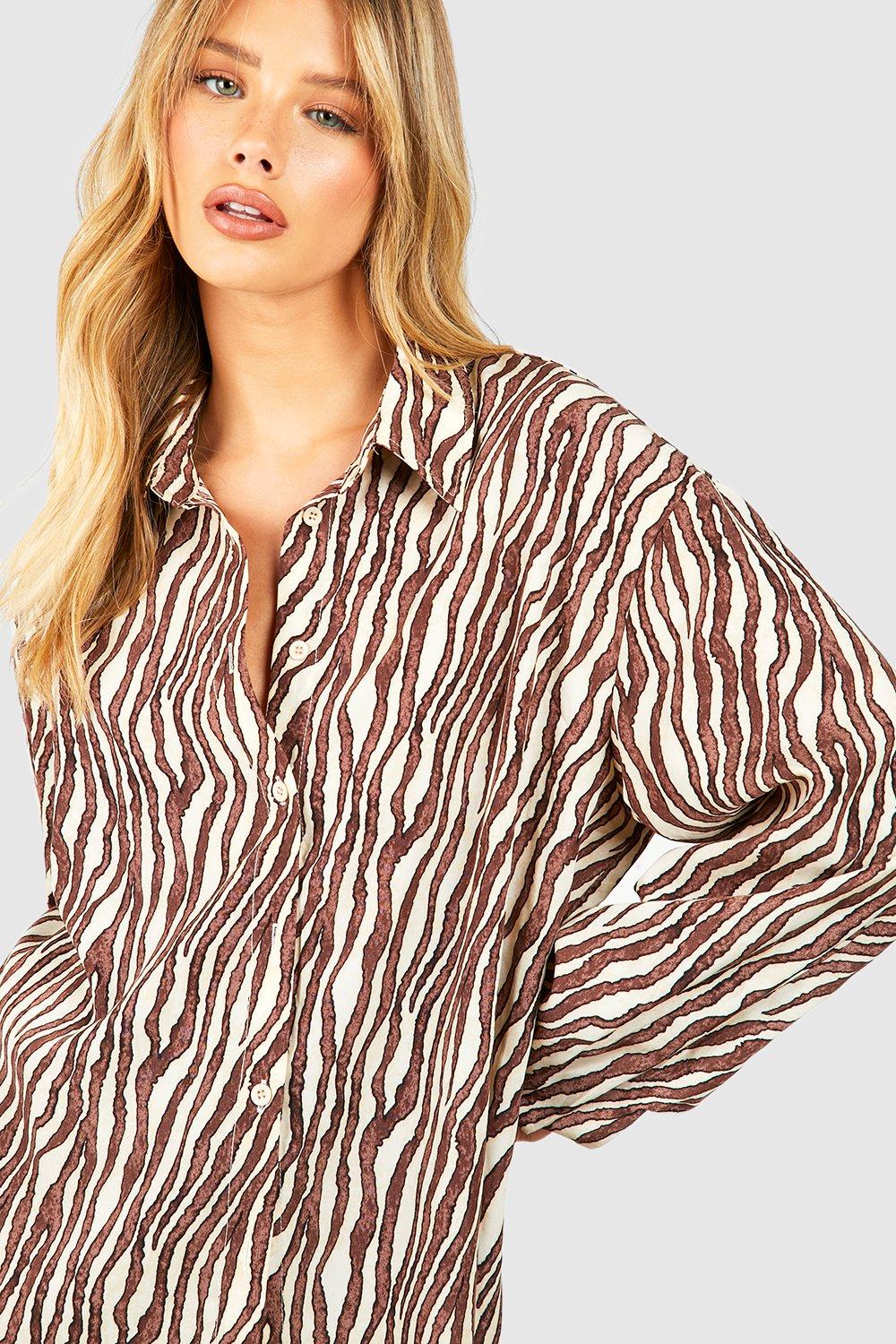 Chemise satin e imprim tigre boohoo