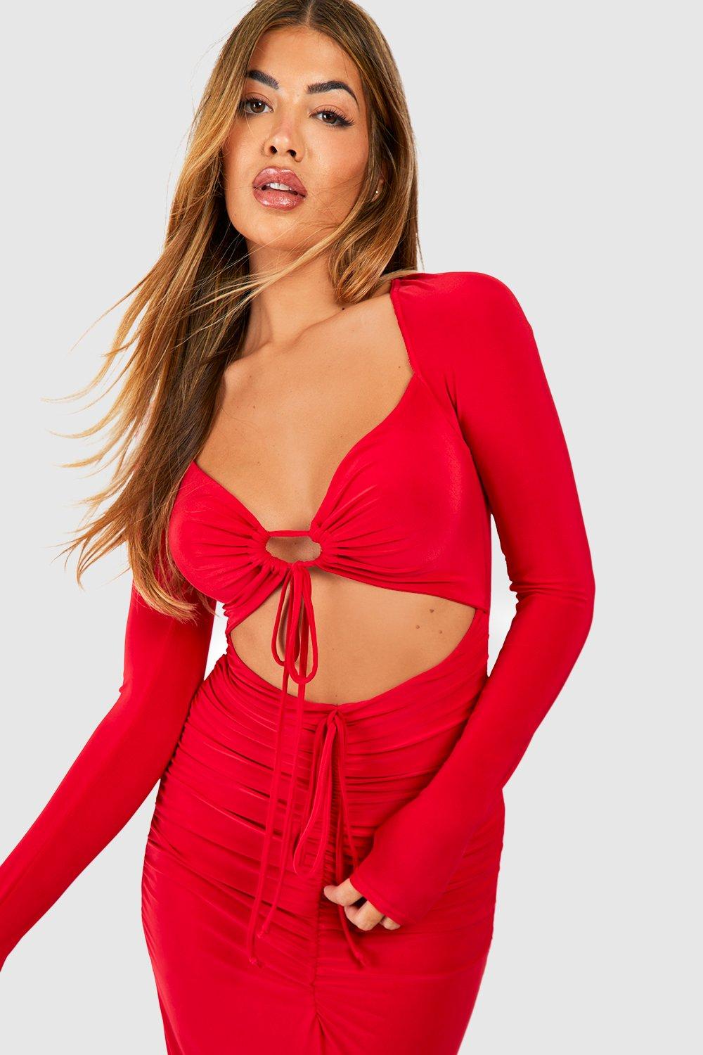 Robe longue best sale moulante rouge