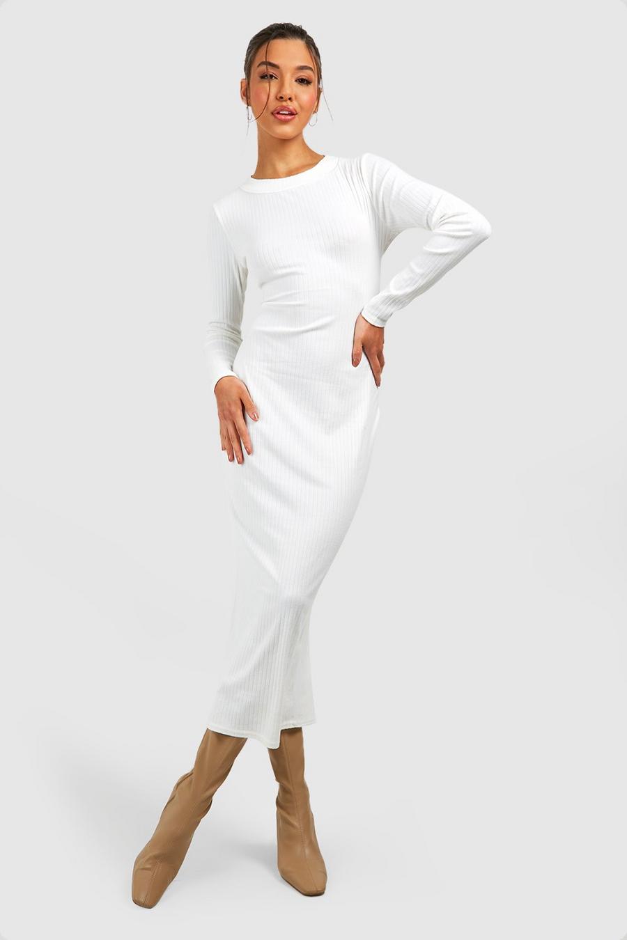 Cream Wide Rib Midaxi Dress image number 1