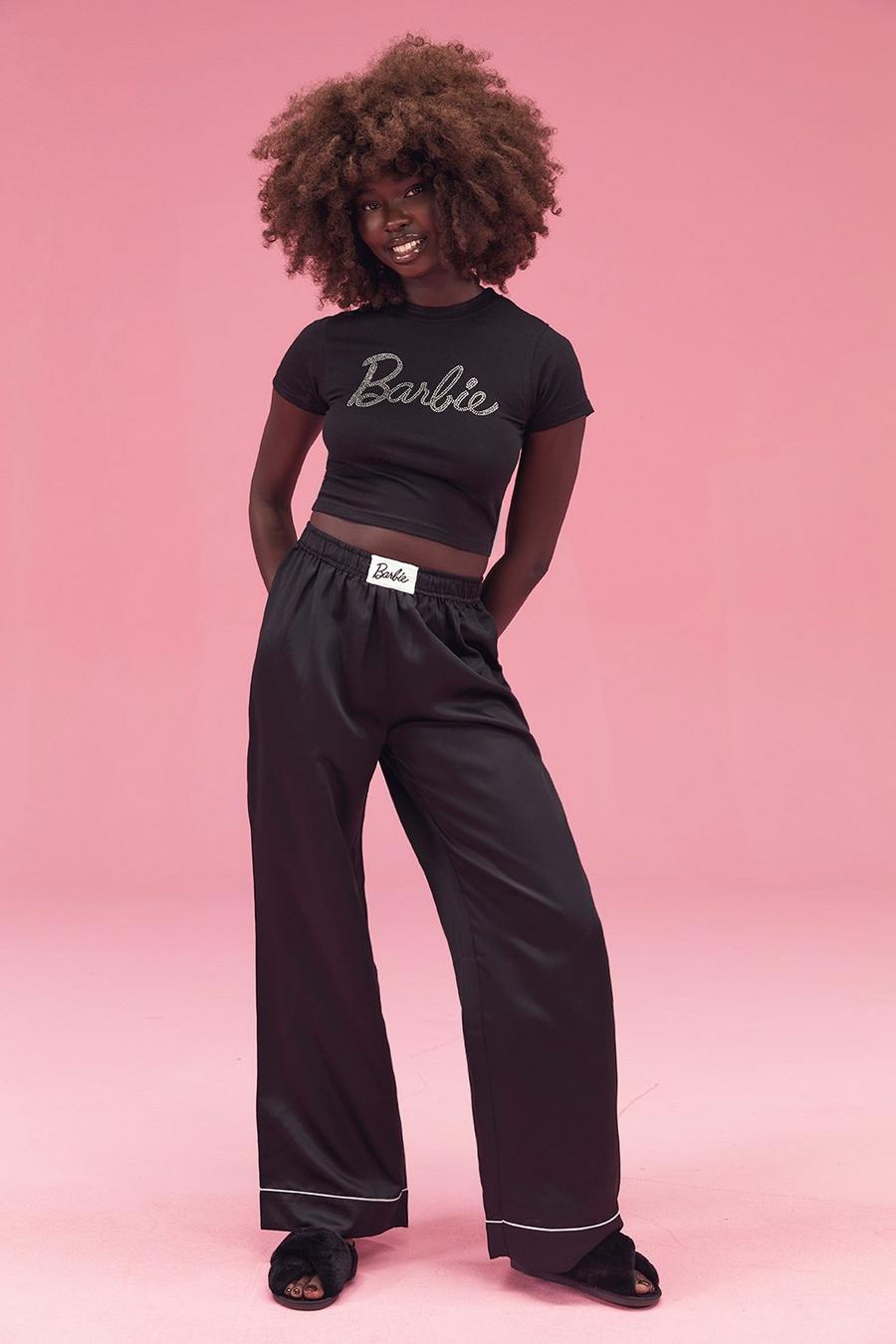 Black Barbie Satin Pyjama Mix And Match Trousers