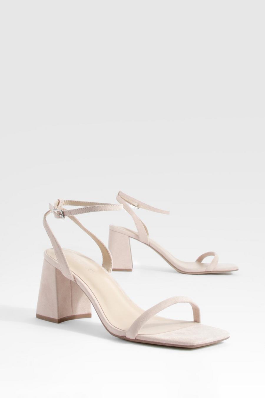 Nude Padded Strap Mid Heel Strappy Sandals 