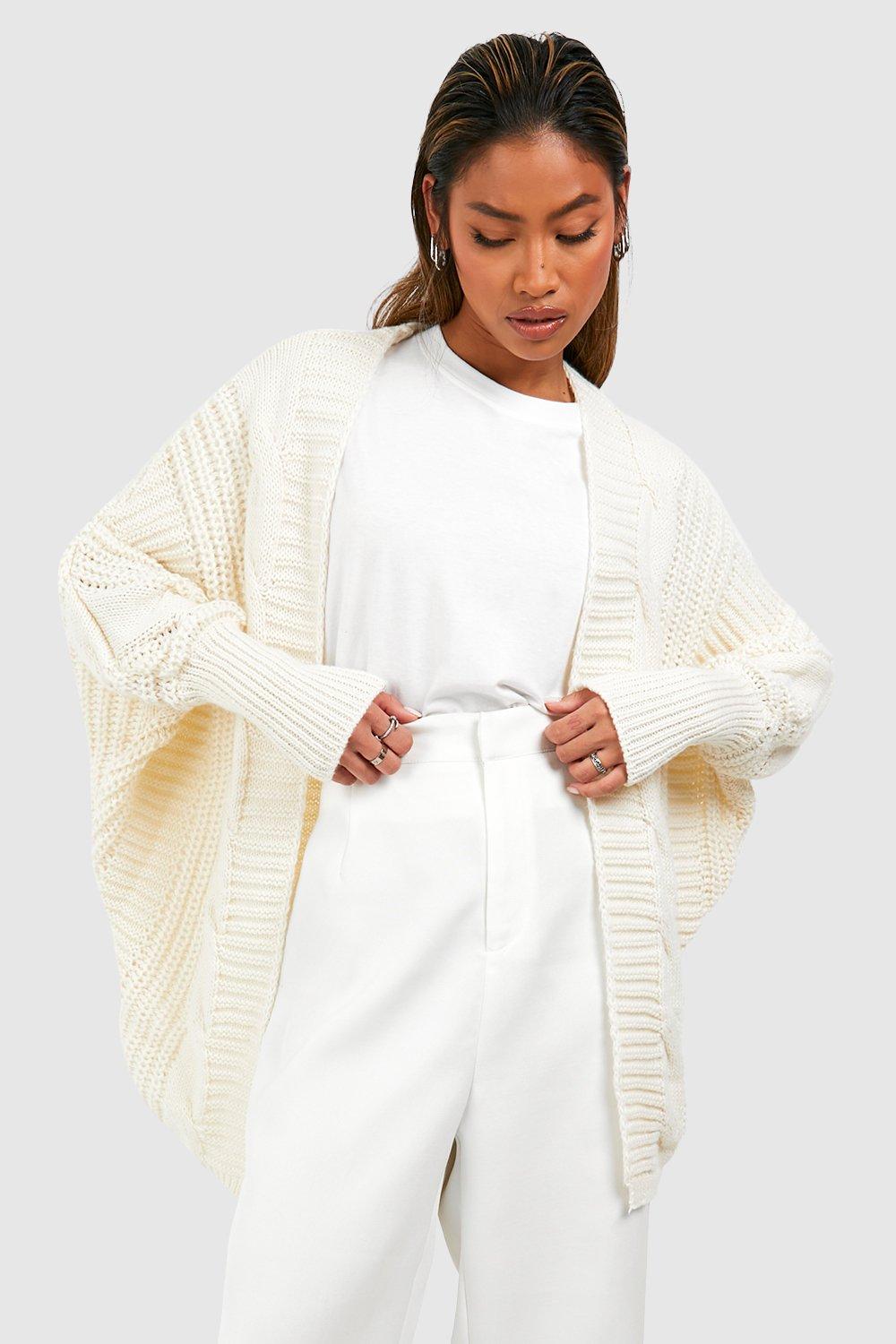 White cardigan store boohoo