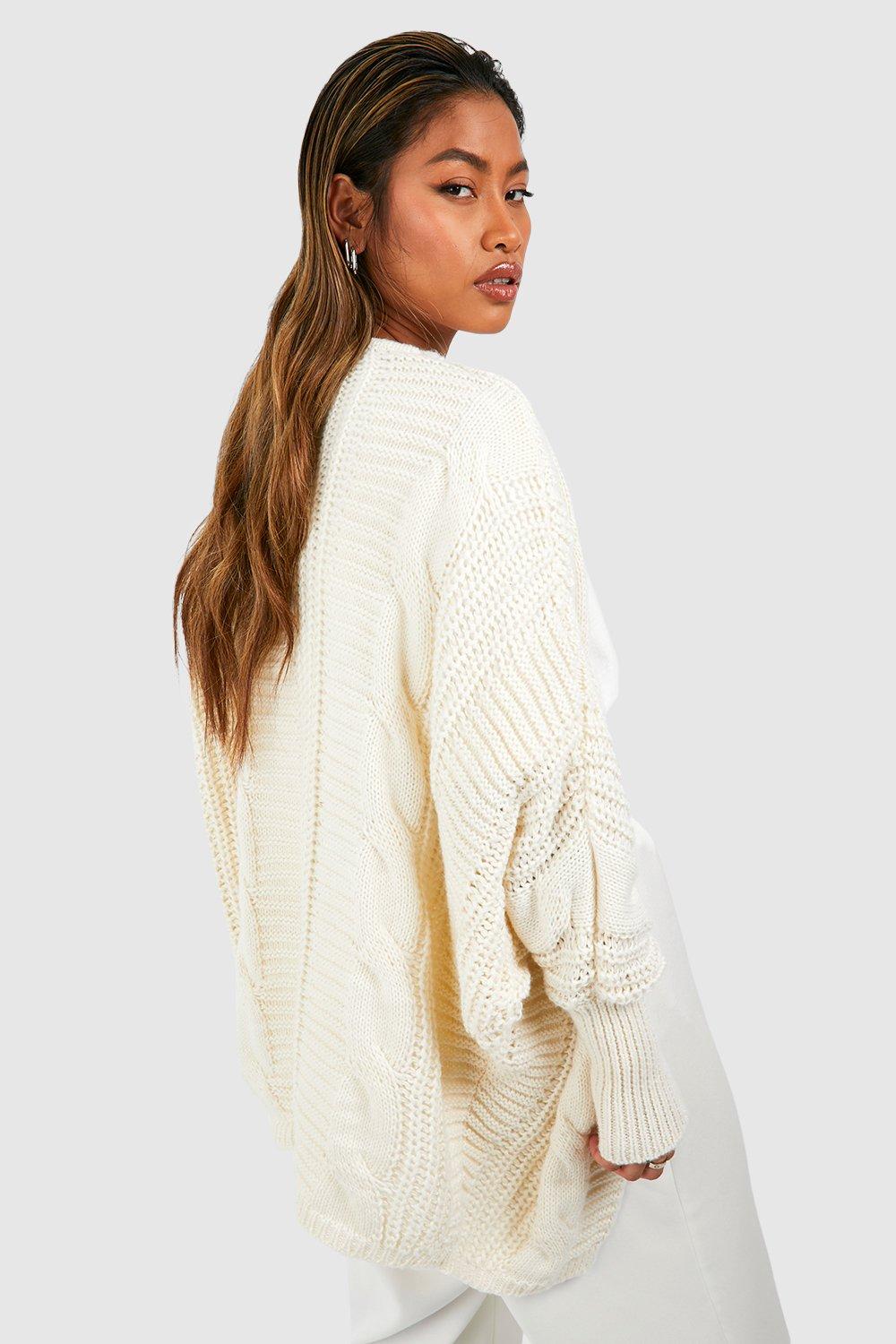 Oversized cream cable outlet knit sweater