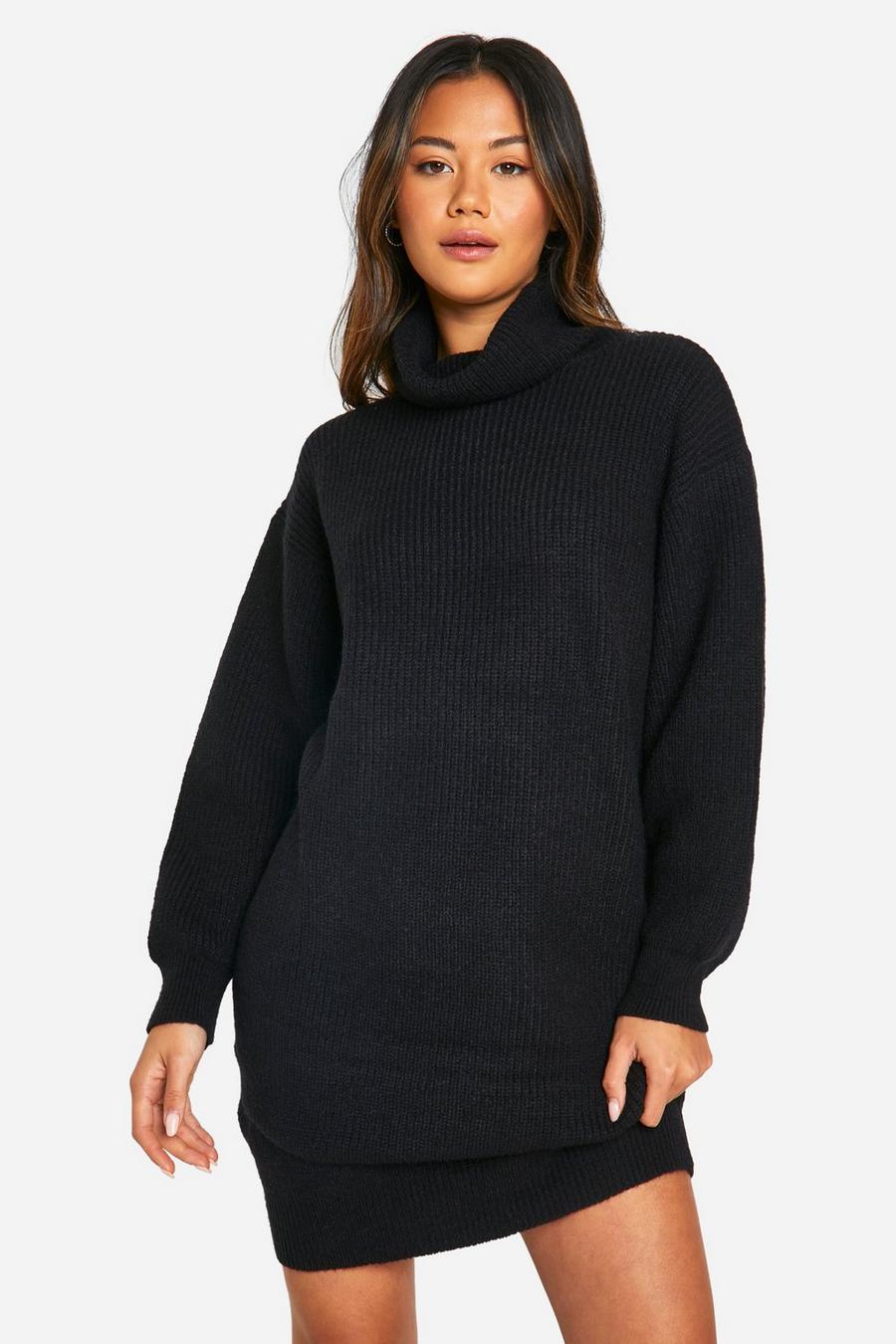 Black Knitted Turtleneck Dress image number 1