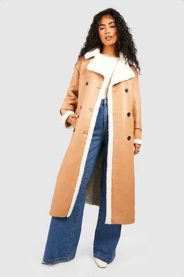 Bonded Teddy Trim Belt Jacket camel