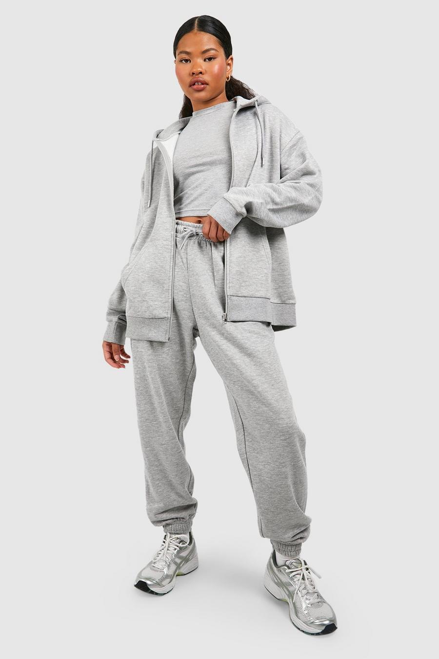 Petite 3-teiliger Dsgn Studio Trainingsanzug mit Reißverschluss, Grey