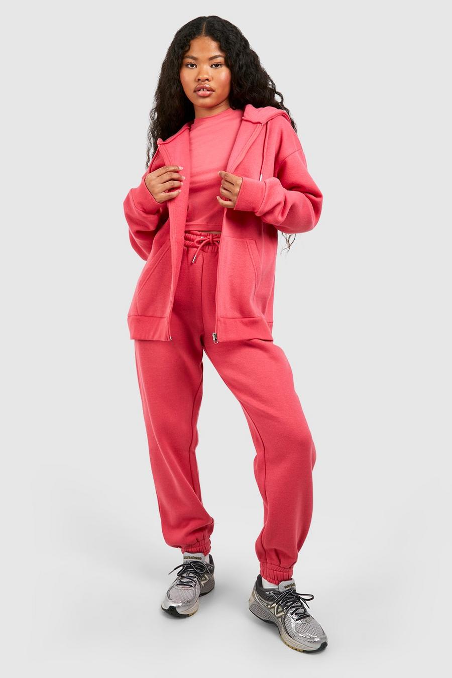 Petite 3-teiliger Dsgn Studio Trainingsanzug mit Reißverschluss, Pink image number 1