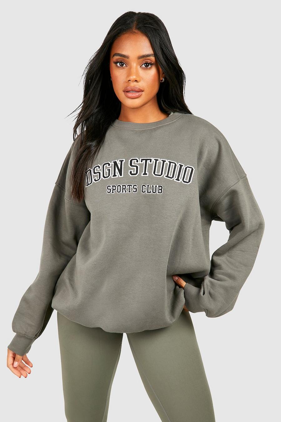 Oversize Sweatshirt mit Dsgn Studio Applikation, Khaki