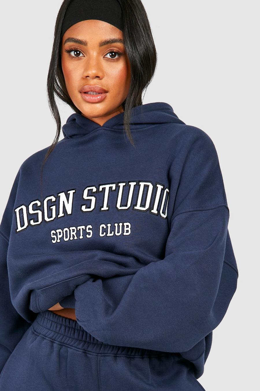 Navy Dsgn Studio Oversize hoodie med applikation image number 1