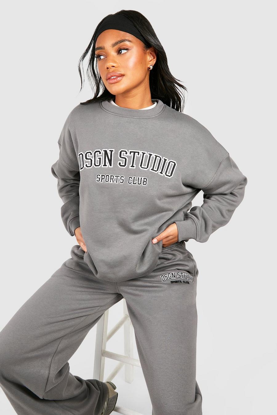 Oversize Sweatshirt mit Dsgn Studio Applikation, Light grey gris
