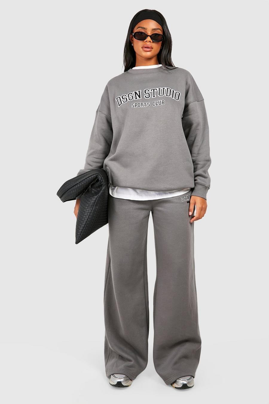 Pantalón deportivo recto con aplique Dsgn Studio, Light grey