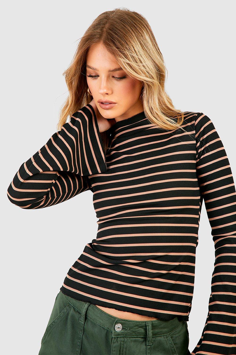 Striped turtleneck hotsell top womens