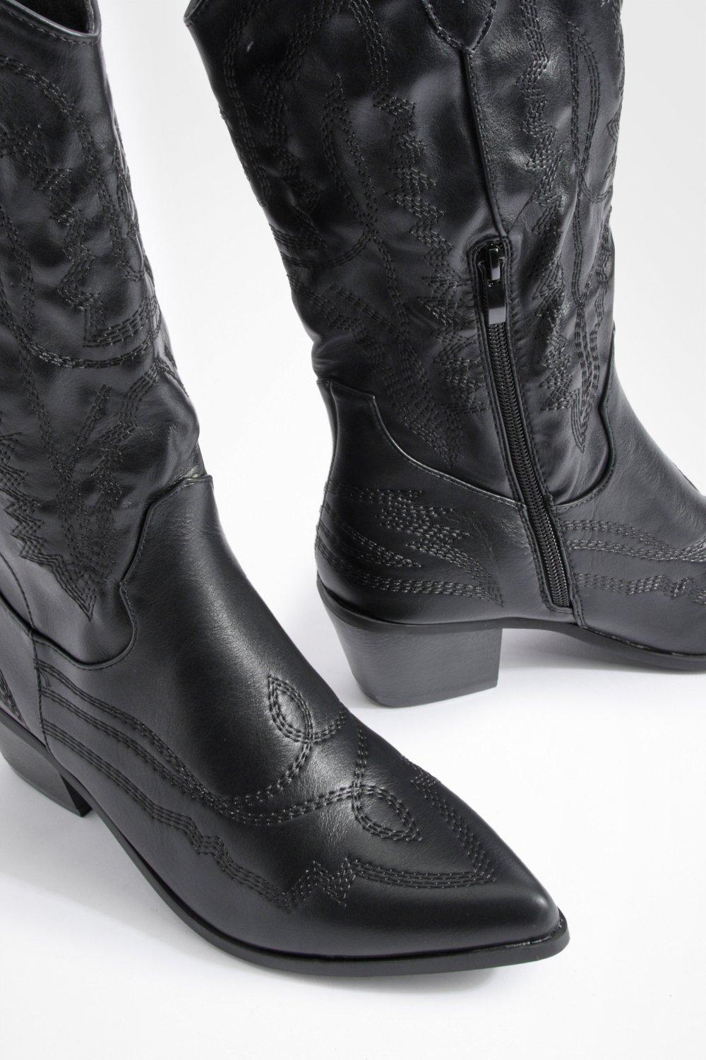 Black embroidered hot sale cowboy boots