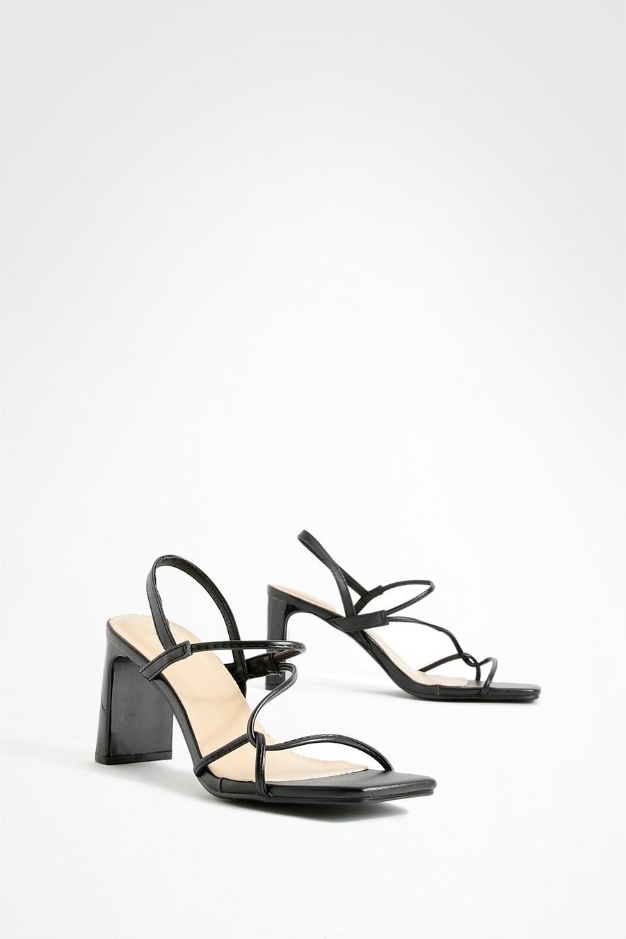 Black svart Flat Heel Asymmetric Sandals