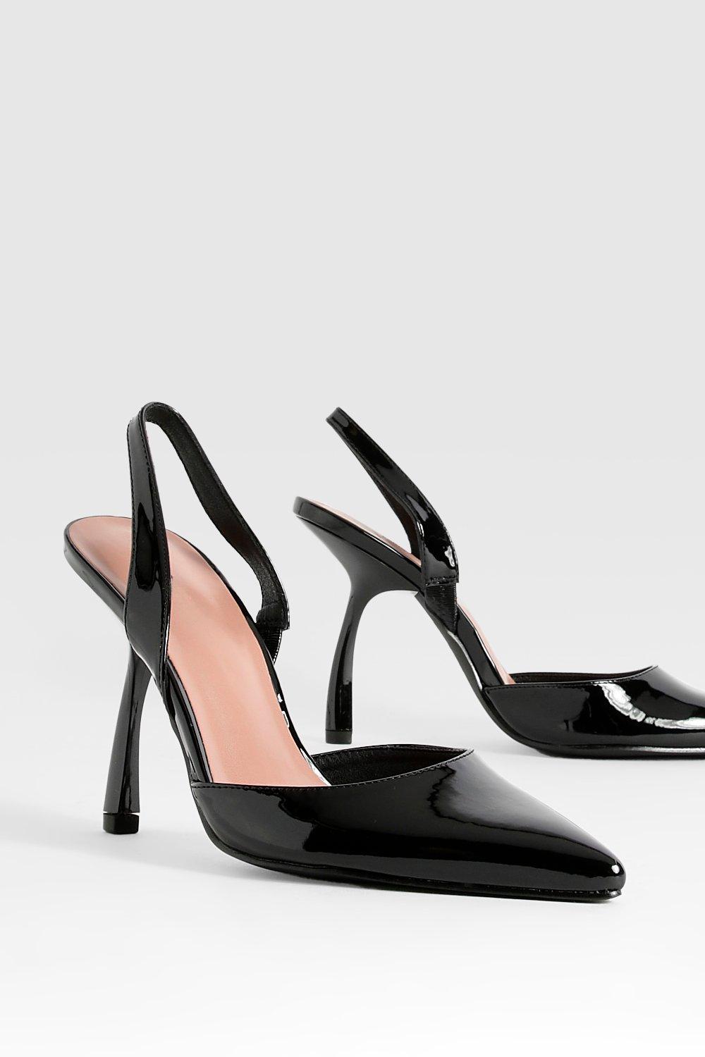 Black patent pointed court shoes best sale