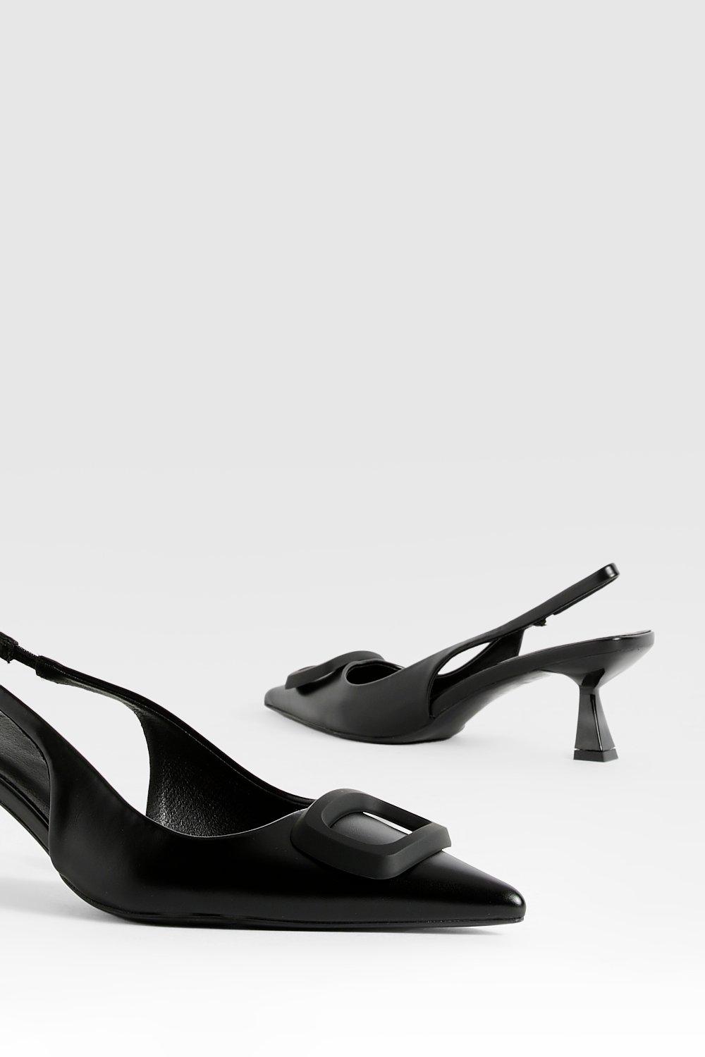 Black slingback clearance low heel