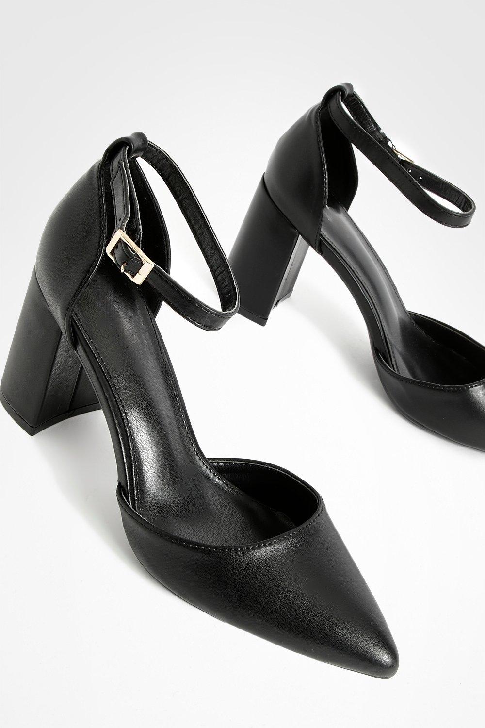 block heel ankle strap court shoes