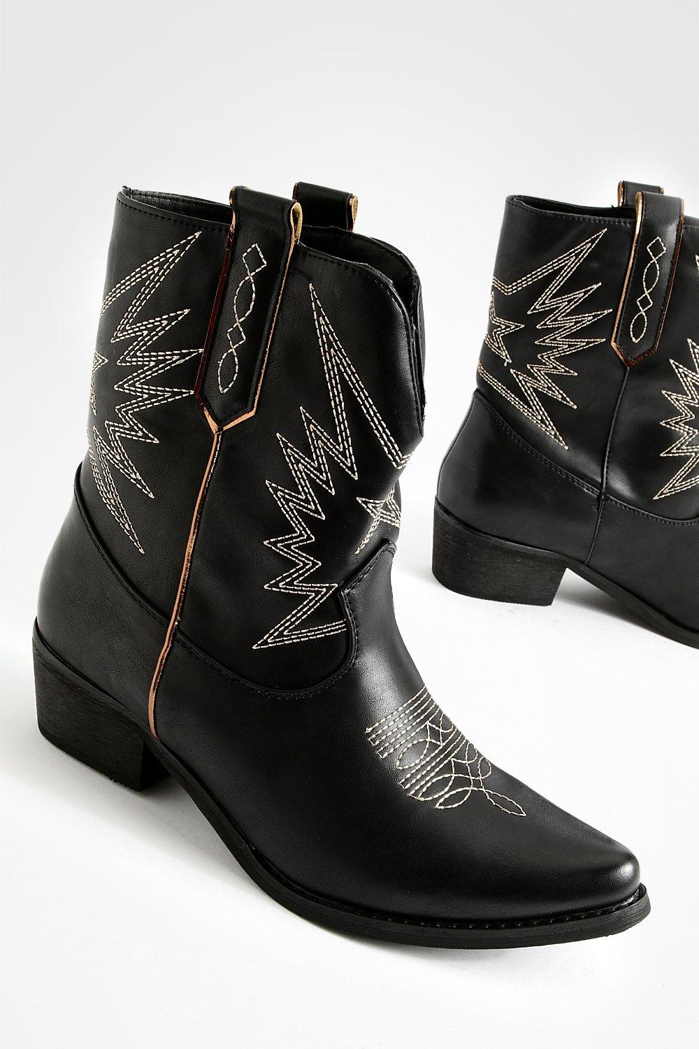 Leather embroidered hot sale ankle boot