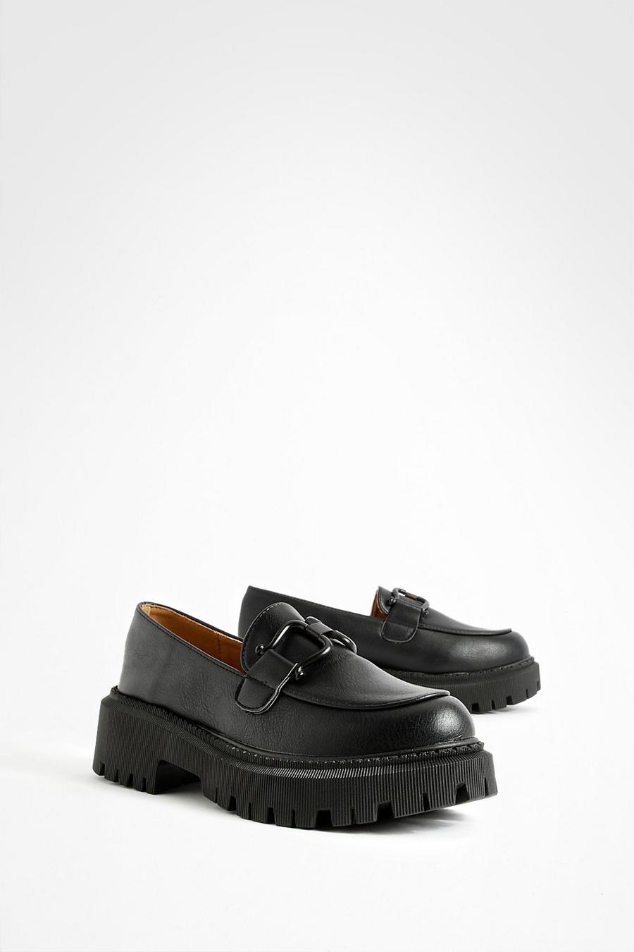 Black Hardware Detail Chunky Loafers