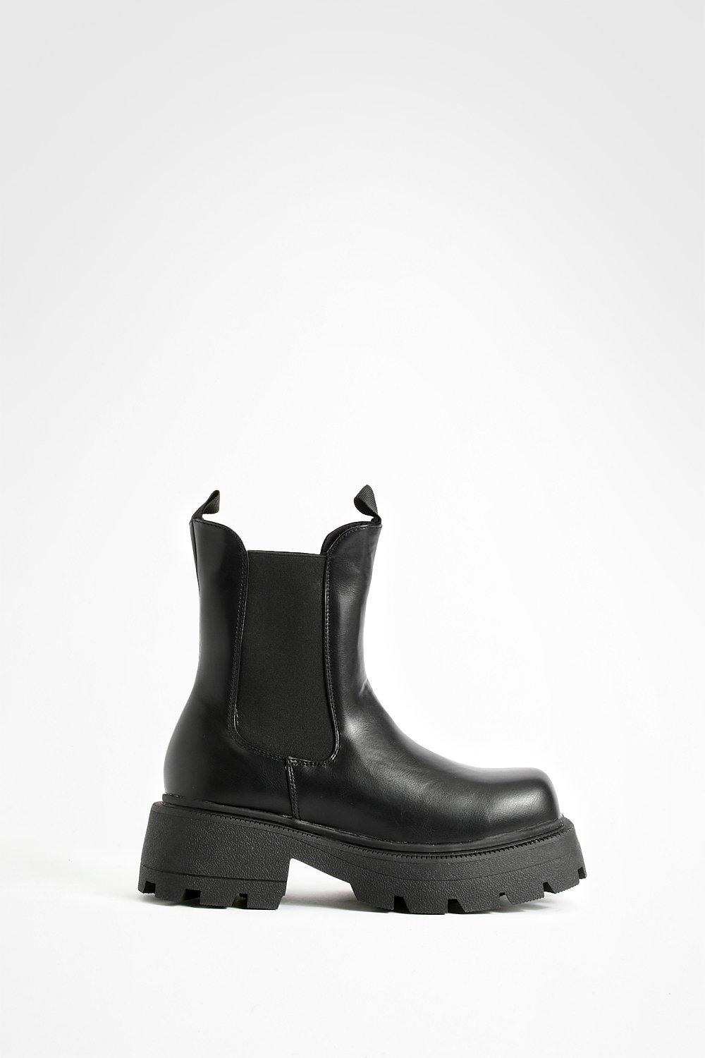 Super Chunky Square Toe Boots | boohoo