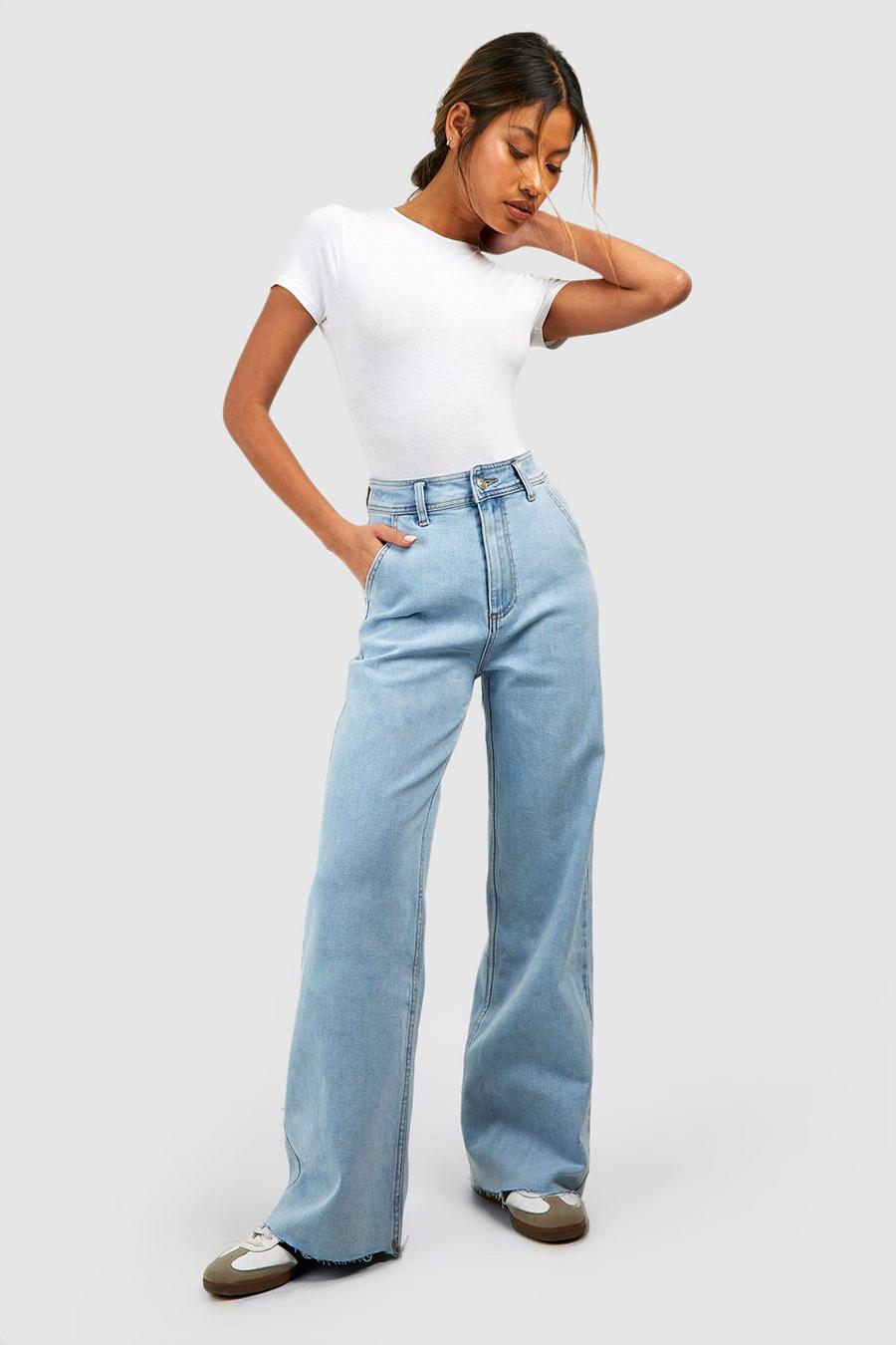 Bleach wash High Rise Wide Leg Jeans image number 1