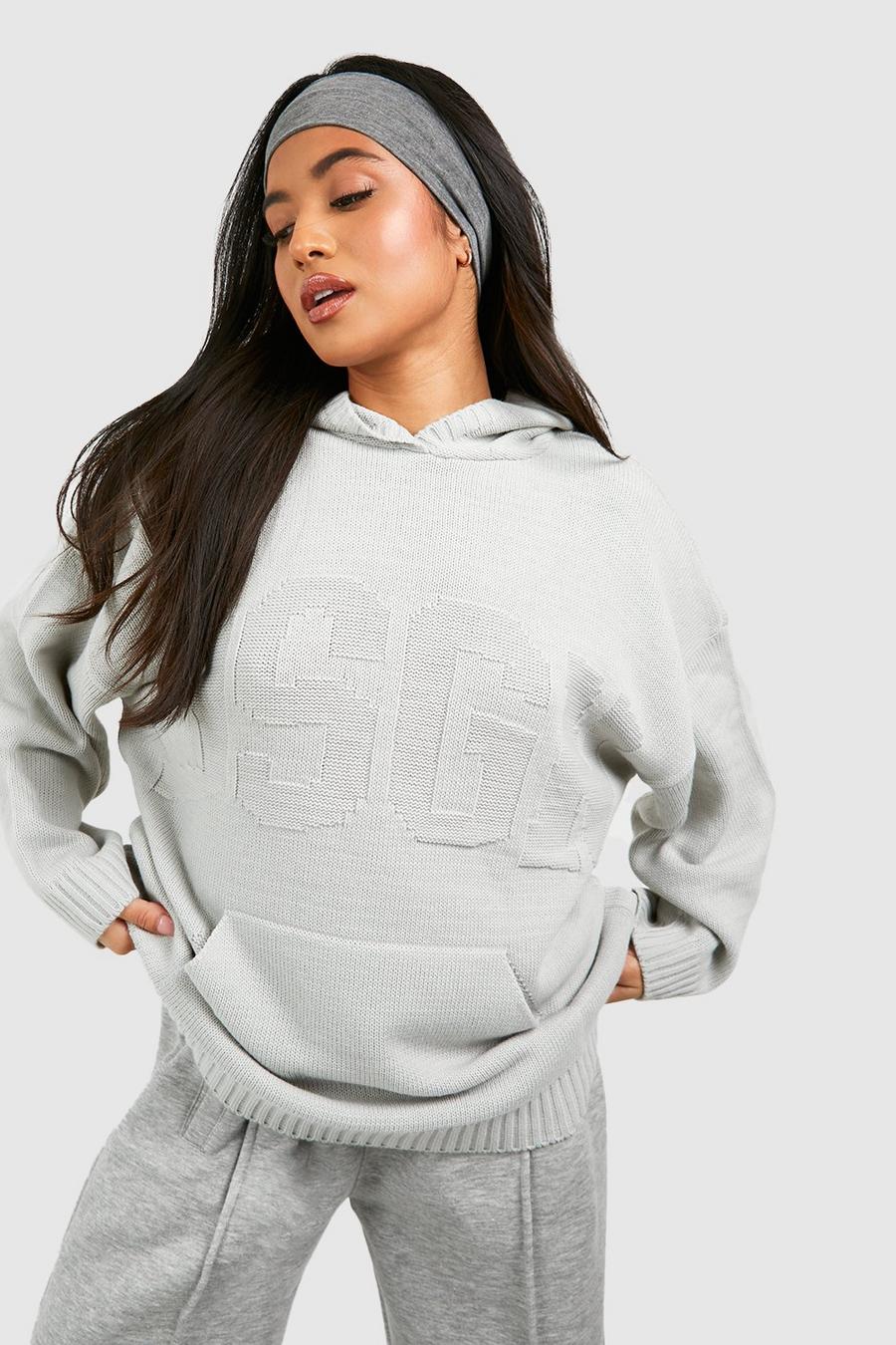 Grey Petite Dsgn Knitted Hoodie image number 1